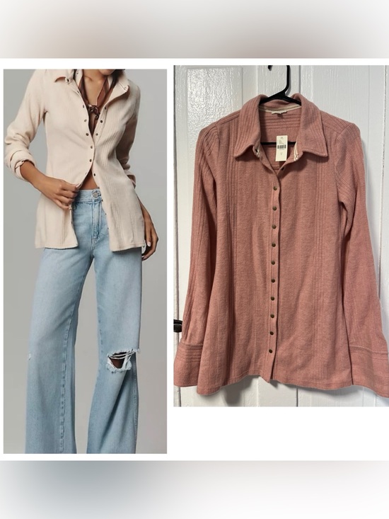Anthropologie Sweaters - NWT Anthropologie Pilcro Brushed Button Down snap Front Cardigan Sweater size S